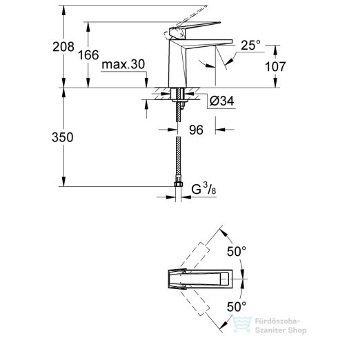 Grohe ALLURE BRILLIANT M mosdó csaptelep leeresztő nélkül,Króm 24342000