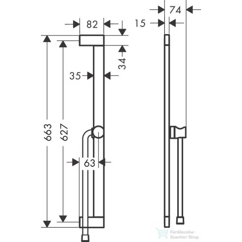 Hansgrohe Unica S Puro 65 zuhanyrúd tartóval és 160 cm-es gégecsővel,matt fekete 24402670