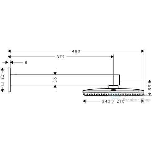 Hansgrohe RAINDANCE ALIVE Q 210/340 2 funkciós fejzuhany zuhanykarral, alaptest nélkül, polírozott arany hatású 24550990