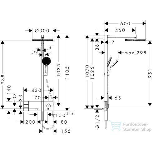 Hansgrohe RAINDANCE ALIVE S EcoSmart 2 jet termosztátos zuhanyrendszer, króm 24596000
