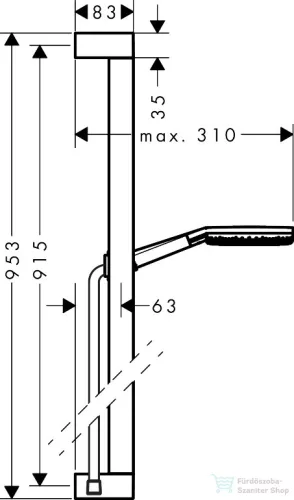 Hansgrohe Raindance ALIVE Select S zuhanyszett 95,3 cm-es rúddal, szálcsiszolt fekete króm 24601340