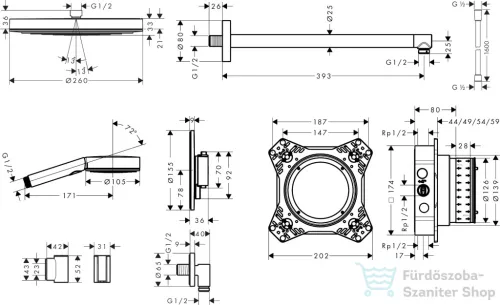 Hansgrohe PULSIFY S termosztátos falsík alatti zuhanyrendszer, króm 24624000