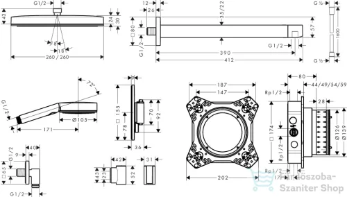 Hansgrohe PULSIFY E termosztátos falsík alatti zuhanyrendszer, matt fekete 24625670