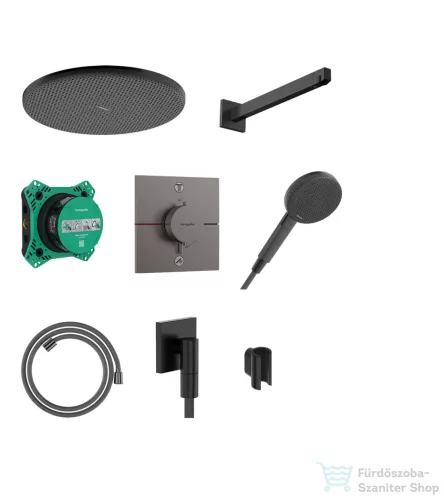 Hansgrohe RAINDANCE ALIVE S 300 komplett falsík alatti termosztátos zuhanyrendszer, szálcsiszolt fekete króm 24630340