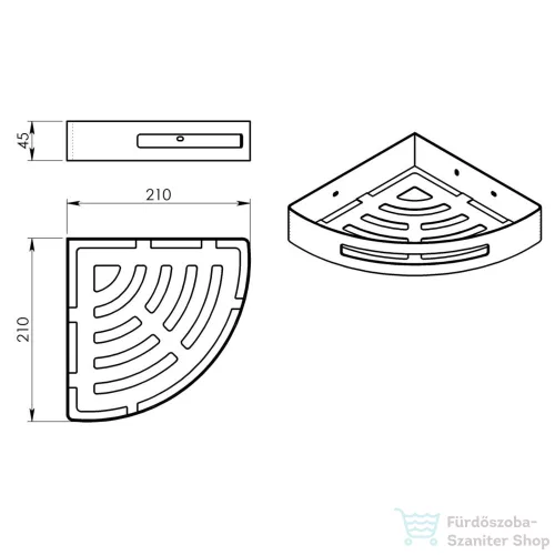 Sapho SMART sarokpolc, 210x45x210mm, matt inox (247938)