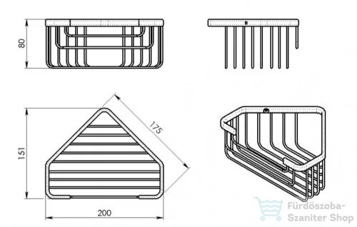 Sapho SMART Sarokpolc, 200x80x151 mm, fekete (2483-14)
