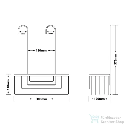 Sapho SMART rácsos polc zuhanyzóba, 300x375x120 mm, matt arany (248988)