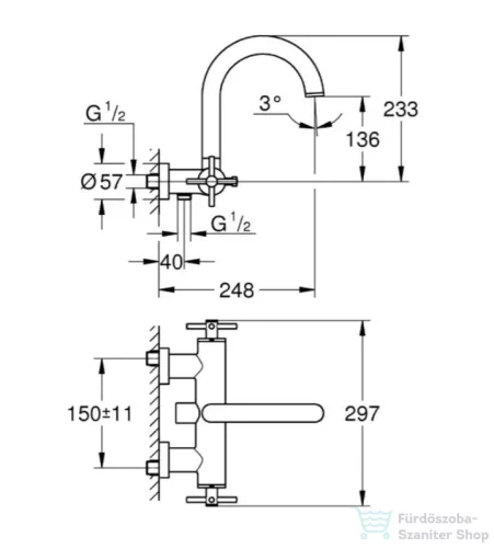 Grohe Atrio New Classic Kétkaros kádcsaptelep, X fogantyúval, 1/2, warm sunset 25010DA3
