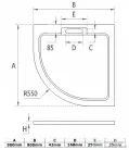 Wasserburg PETRA 90x90 Öntött műmárvány zuhanytálca, íves 2503-90