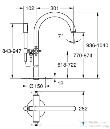 Grohe Atrio szabadonálló kádcsaptelep, rozsdamentes acél 25044DC3
