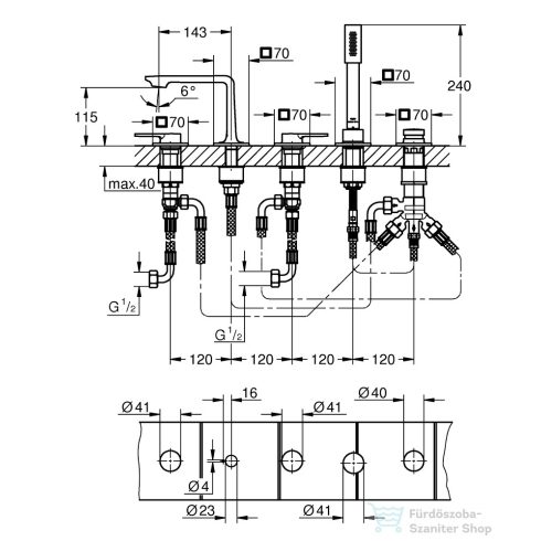 Grohe ALLURE 5-lyukas kádkombináció, króm 25221001