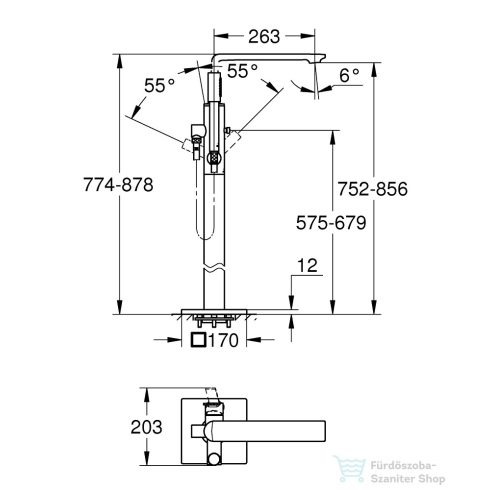Grohe ALLURE egykaros szabadonálló kádtöltő csaptelep, grafit 25222A01