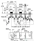Grohe ATRIO PRIVATE 5 üléses kádtöltő csaptelep zuhanyszettel,alaptest nélkül,SuperSteel 25226DC0