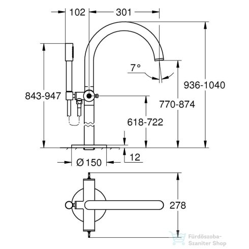 Grohe ATRIO PRIVATE szabadon álló kádtöltő csaptelep fogantyú és alaptest nélkül,zuhanyszettel,Warm Sunset 25227DA0