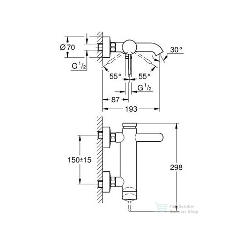 Grohe Essence Egykaros kádcsaptelep 1/2″, króm 25250001