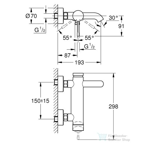 Grohe Essence egykaros kádcsaptelep zuhanyszett nélkül,Phantom Black 25250KF1
