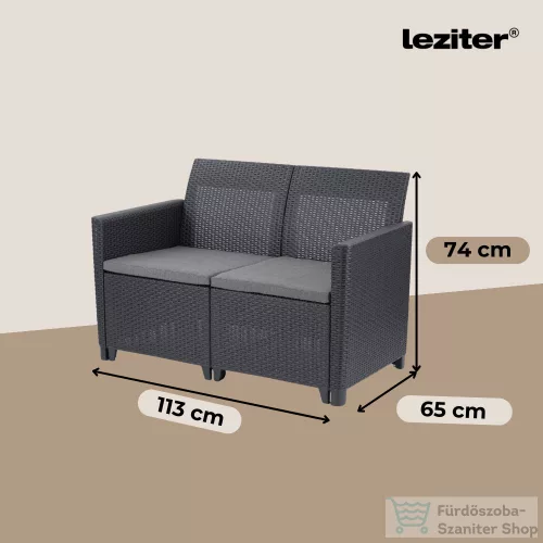 Curver Claire 2 üléses műrattan kerti kanapé grafit 252689