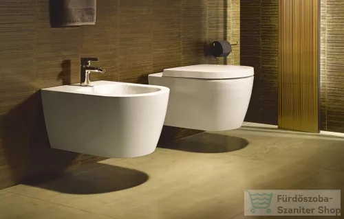 Duravit ME BY STARCK Rimless (öblítőperem nélküli) fali wc Wondergliss bevonattal,fehér/White Satin matt 25290926001