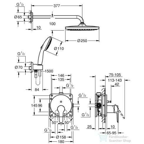 Grohe Start falsík alatti zuhanyrendszer alaptesttel,króm 25292000