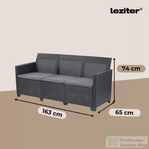Curver Claire 3 üléses műrattan kerti kanapé grafit 252980