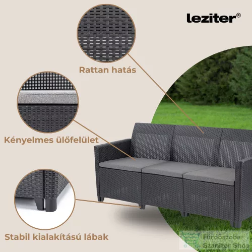 Curver Claire 3 üléses műrattan kerti kanapé grafit 252980