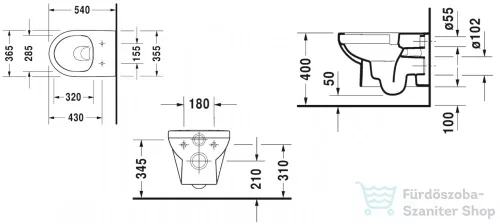 Duravit DURASTYLE Basic Rimless (öblítőperem nélküli) fali wc,25620900002