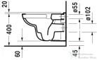 Duravit D-Code Rimless perem nélküli fali WC csésze 25700900002 ( 257009 )
