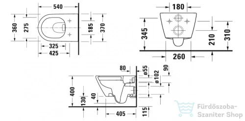 Duravit D-NEO perem nélküli függesztett wc ülőke nélkül, fehér 2577090000