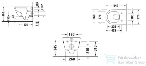 Duravit D-NEO perem nélküli függesztett wc ülőke nélkül, fehér 2578090000