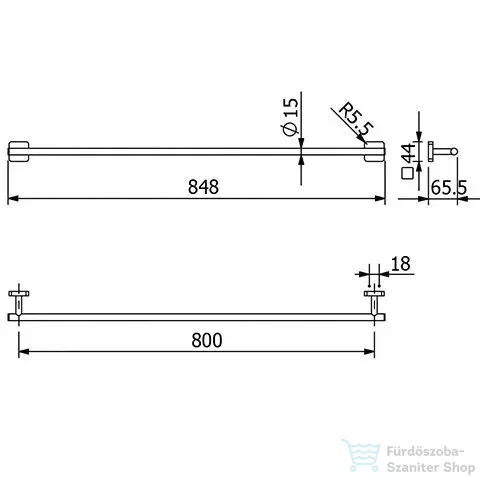 Kludi VELA S 80 cm-es törölközőtartó, matt fekete 2596139