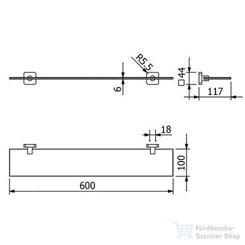 Kludi VELA S üveg polc, króm 2597305