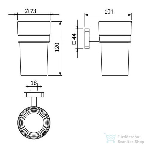 Kludi VELA S fali pohártartó üveg pohárral, króm 2597505