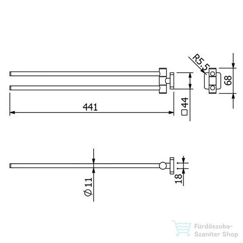 Kludi VELA S duplakaros törölközőtartó, szálcsiszolt fegyvermetál 25977N2