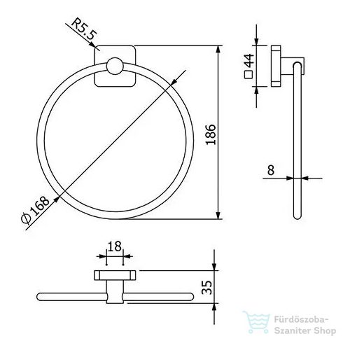Kludi VELA S törölközőtartó gyűrű, szálcsiszolt bronz 25978N1
