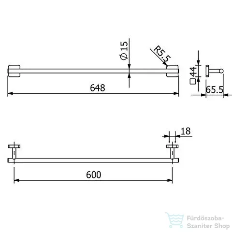 Kludi VELA S 60 cm-es törölközőtartó, szálcsiszolt bronz 25979N1