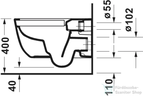 Duravit AURENA perem nélküli fali WC ülőke nélkül, HygieneFlush öblítéssel, fényes fekete 259809AB00