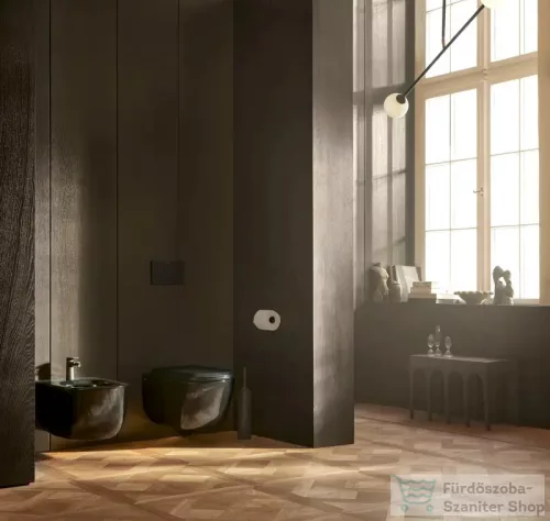Duravit AURENA perem nélküli fali WC ülőke nélkül, HygieneFlush öblítéssel, fényes fekete 259809AB00