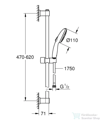 Grohe VITALIO Start 110 rudas zuhanyszett 3 funkciós fejjel,króm 26032001