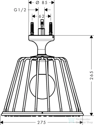 Hansgrohe AXOR LAMPSHOWER NENDO 27,5 cm-es kerek, mennyezeti fejzuhany, szálcsiszolt vörös arany hatású 26032310