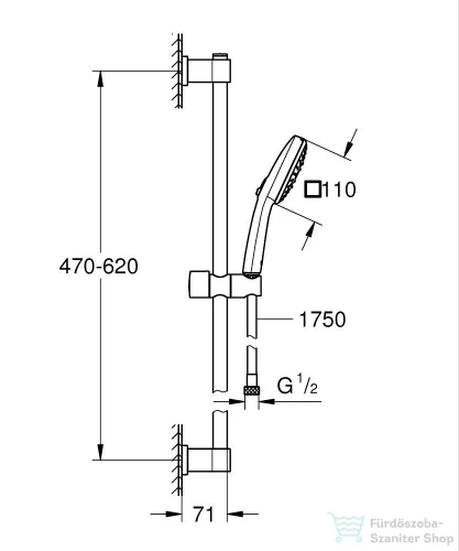 Grohe VITALIO Comfortt 110 rudas zuhanyszett 3 funkciós fejjel,króm 26096001