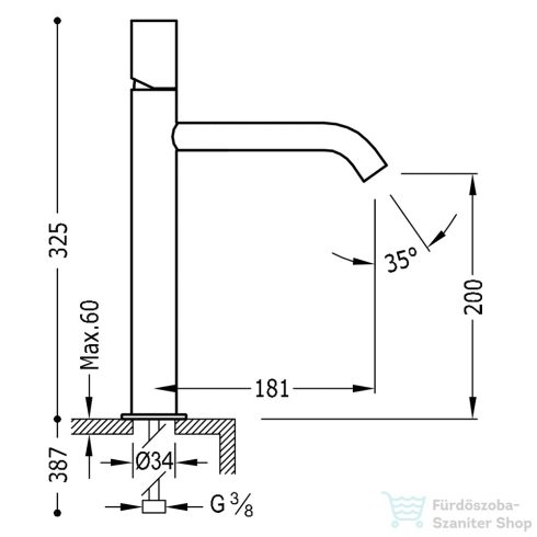 Tres STUDY EXCLUSIVE magas mosdócsaptelep, matt fekete 26130701NM