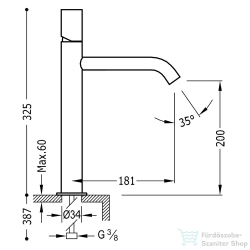 Tres STUDY EXCLUSIVE magas mosdócsaptelep, matt fekete 26130701NM
