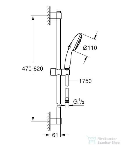 Grohe Tempesta 110 rudas zuhanygarnitúra 175 cm-es gégecsővel,króm 26162003