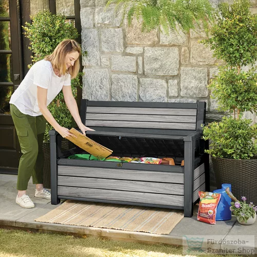Curver Decocoat műanyag kerti pad/tároló 227 L viharszürke 261848