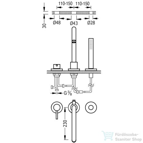 Tres STUDY EXCLUSIVE kádtöltő csaptelep, króm 26215001