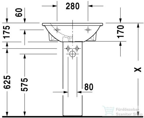Duravit Darling New 55x48 mosdó, 1 csaplyukkal 2621550000 ( 262155 )