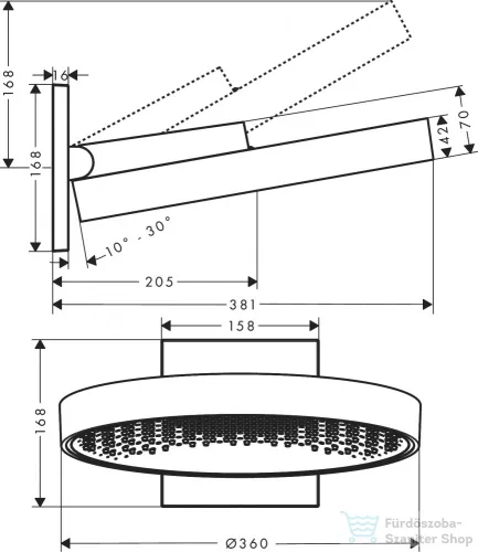 Hansgrohe Rainfinity Fejzuhany 360 1jet fali csatlakozóval, szálcsiszolt fekete 26230340