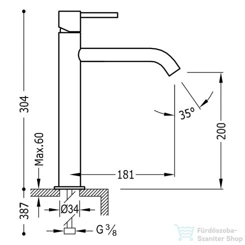 Tres STUDY EXCLUSIVE magas mosdócsaptelep, matt fekete 26230701NM