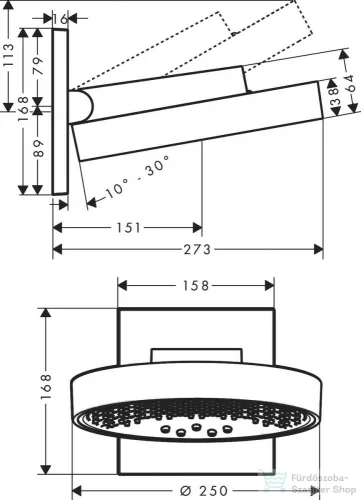 Hansgrohe Rainfinity Fejzuhany 250 3jet fali csatlakozóval 26232000