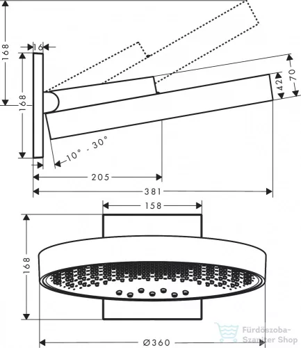 Hansgrohe Rainfinity Fejzuhany 360 3jet fali csatlakozóval matt fekete 26234670